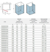 Box Doccia H190 Anta Battente Cristallo 6mm - 80x105 - Ingresso 70 - Antina 31