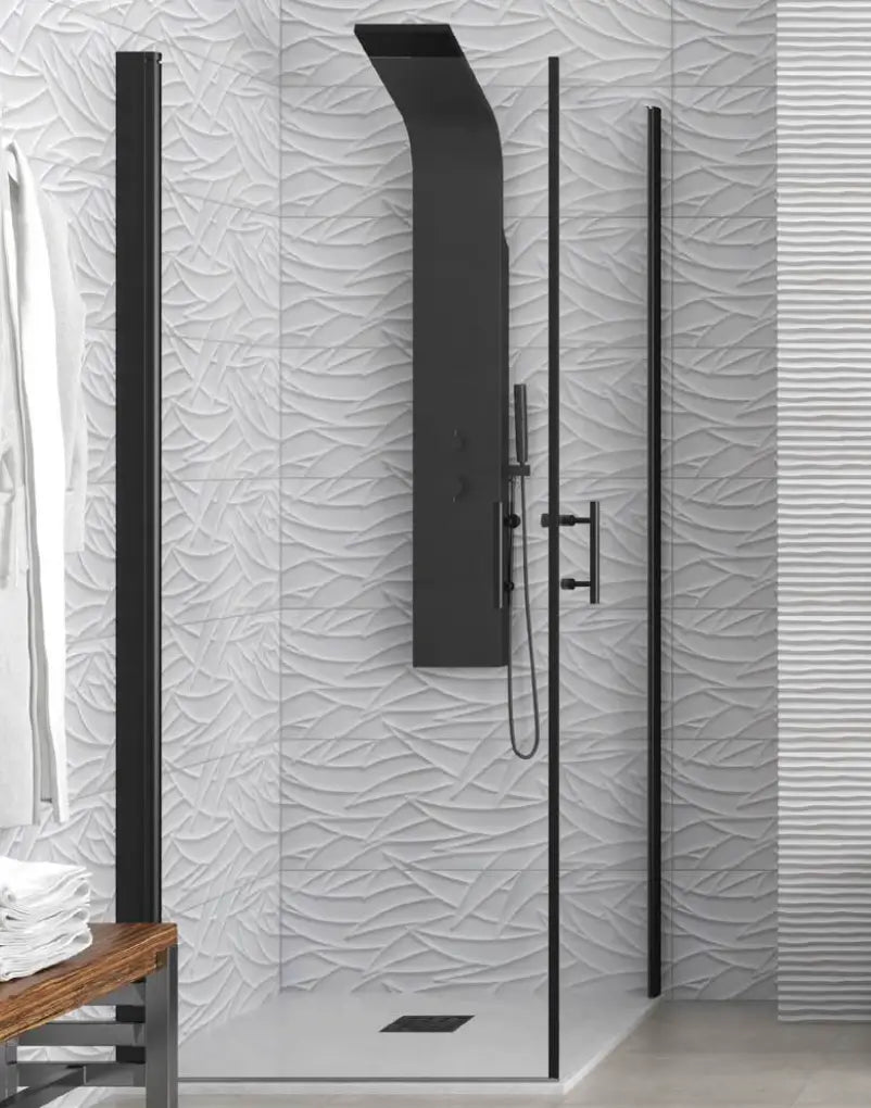 Box Doccia Trasparente H200 Doppia Battente Profili Neri - 75x80