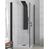 Box Doccia Trasparente H200 Doppia Battente Profili Neri - 85x90