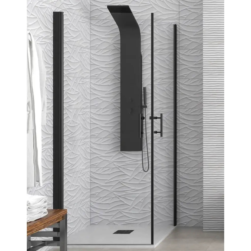 Box Doccia Trasparente H200 Doppia Battente Profili Neri - 90x90