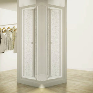 Box doccia due lati apertura totale a libro, bianco e acrilico h.185cm Fleplas 75x75   cm