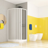 Box doccia due lati asimmetrico soffietto, ingresso laterale pvc bianco h185cm Platra Natia Bianco,80x100 cm