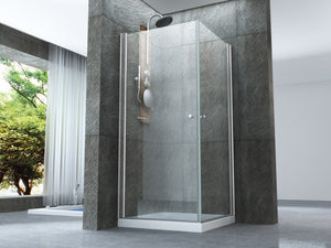 Box doccia due lati battente interno esterno cristallo 8mm trasparente anticalcare h.195 PERLA DOUBLE 80x80 cm,Flacone anticalcare incluso