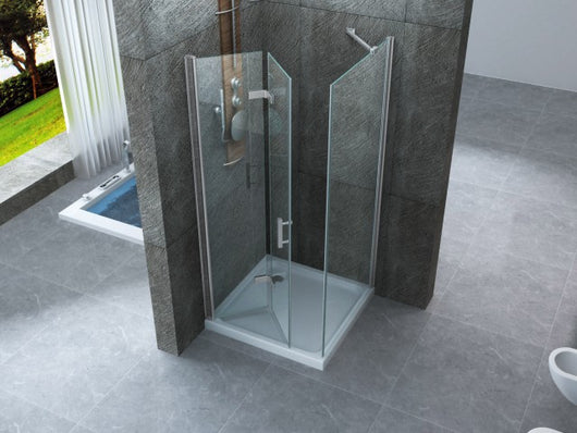 Box doccia due lati con porta a libro cristallo 8mm h.195cm SEA DUO Porta 90cm + Fisso 70cm