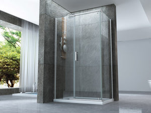 Box doccia due lati con porta battente cristallo 8mm trasparente h.195 SIDE 120 cm,90 cm