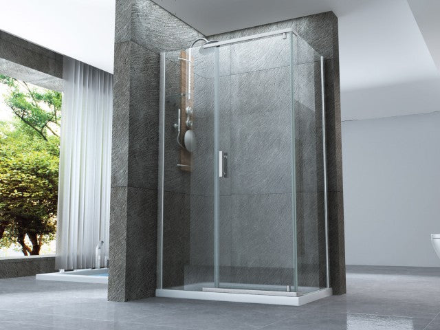 Box doccia due lati con porta battente cristallo 8mm trasparente h.195 SIDE 120 cm,90 cm