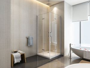 Box doccia due lati libro apertura totale, cristallo 6mm trasparente, h190 Sicena Rasac Trasparente 6mm,90x95 cm