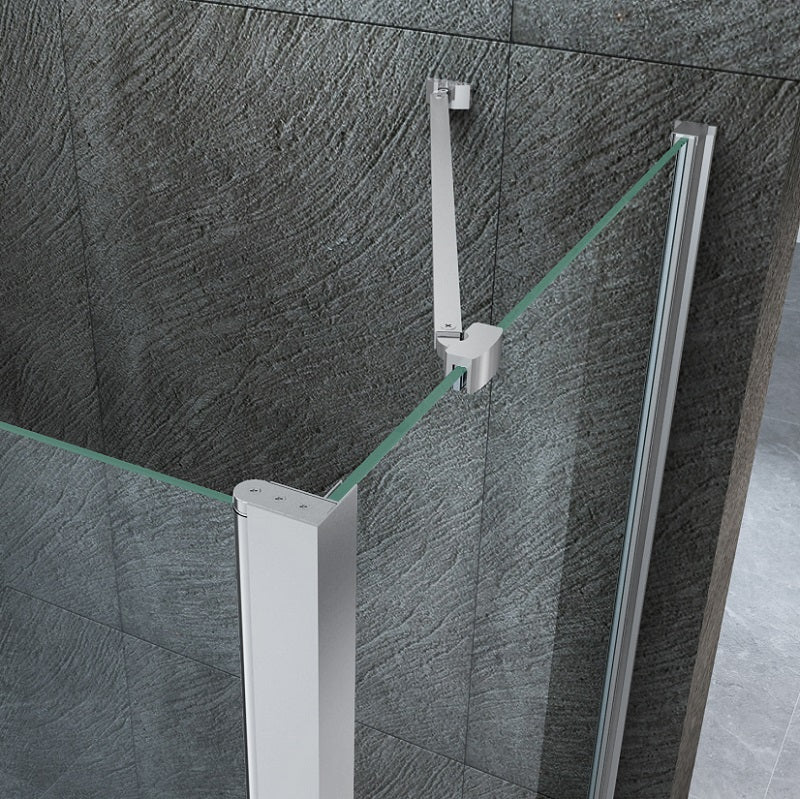 Box doccia due lati saloon con anta fissa cristallo 8mm anticalcare TevaGlas MARLON DUO Porta 80+Fisso 70cm