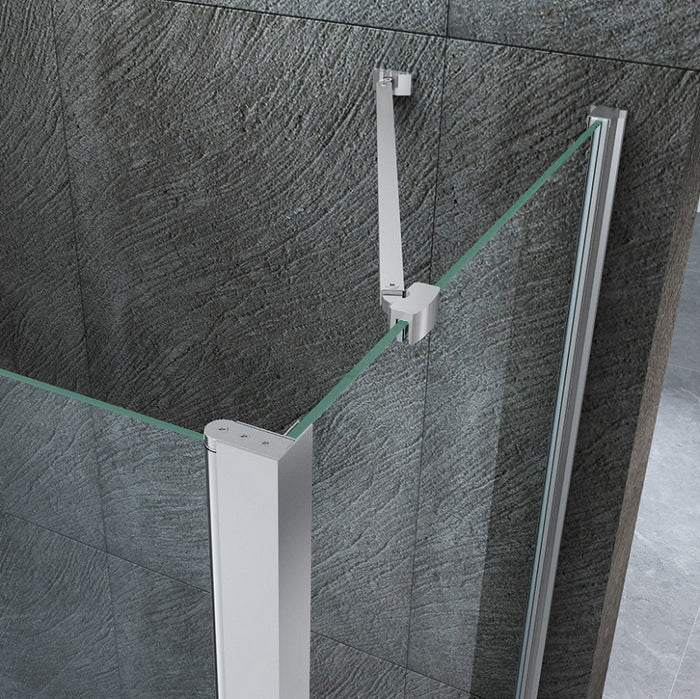 Box doccia due lati saloon con anta fissa cristallo 8mm anticalcare TevaGlas MARLON DUO Porta 120+Fisso 100cm