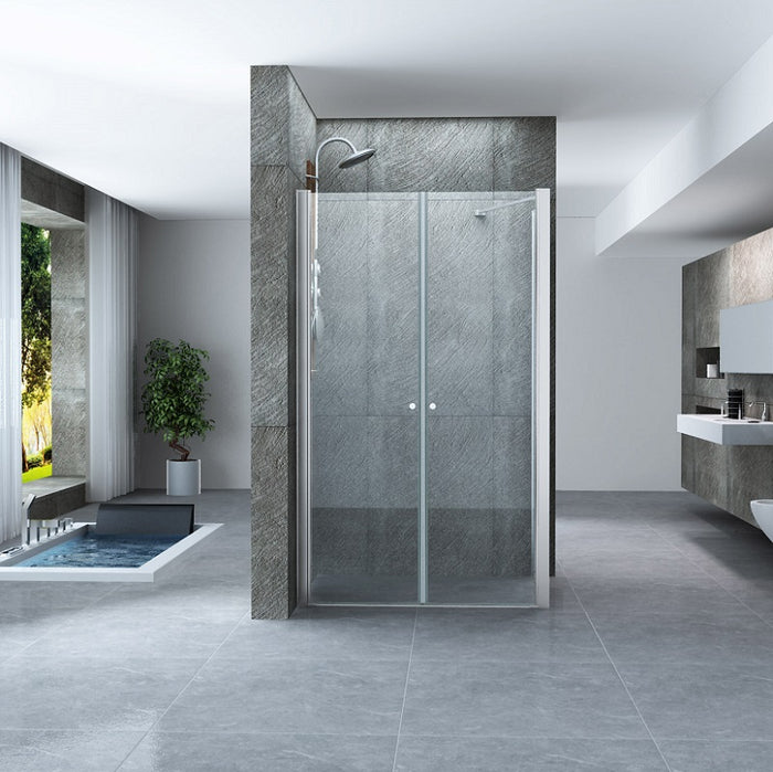 Box doccia due lati saloon con anta fissa cristallo 8mm anticalcare TevaGlas MARLON DUO Porta 120+Fisso 100cm