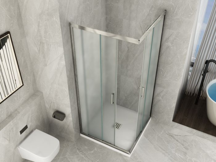 Box doccia due lati scorrevole cristallo 6mm Opaco h.190cm Doliso Marsille Opaco 6mm,Cromo lucido,70x80 cm