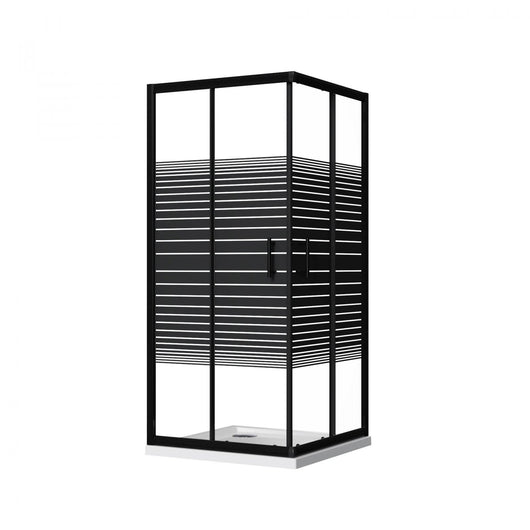 Box doccia due lati scorrevole cristallo 6mm serigrafia nero, 70x90cm h.190 Black Slate