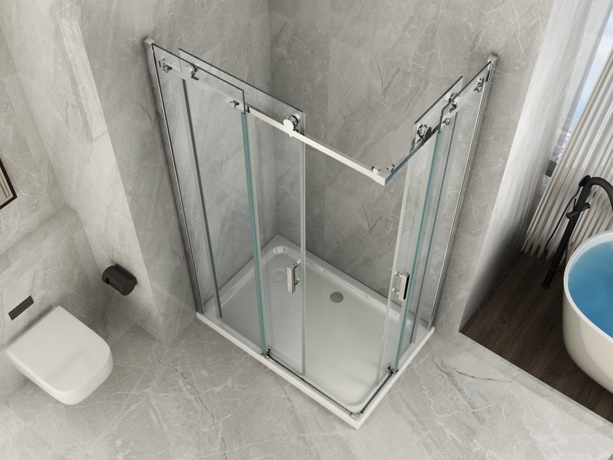 Box doccia due lati scorrevole cristallo 8mm trasparente h.195 FLUIDA 100x100 cm