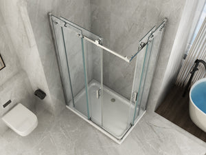 Box doccia due lati scorrevole cristallo 8mm trasparente h.195 FLUIDA 90x90cm