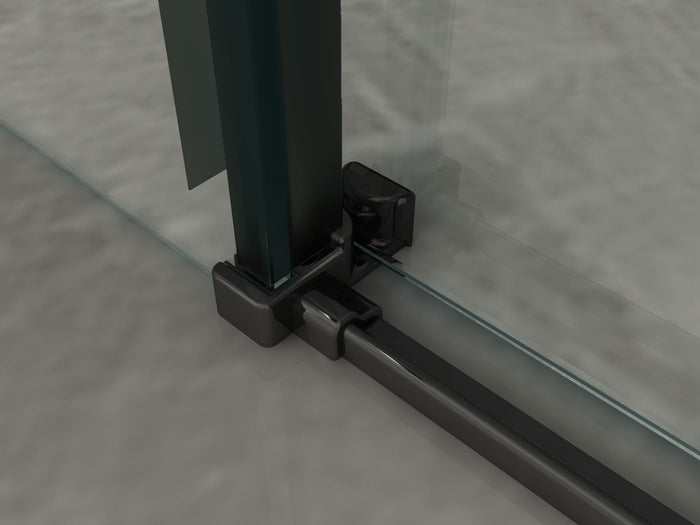 Box doccia due lati scorrevole, nero cristallo 8mm trasparente 70x120cm H195cm Tevaglas Bluern