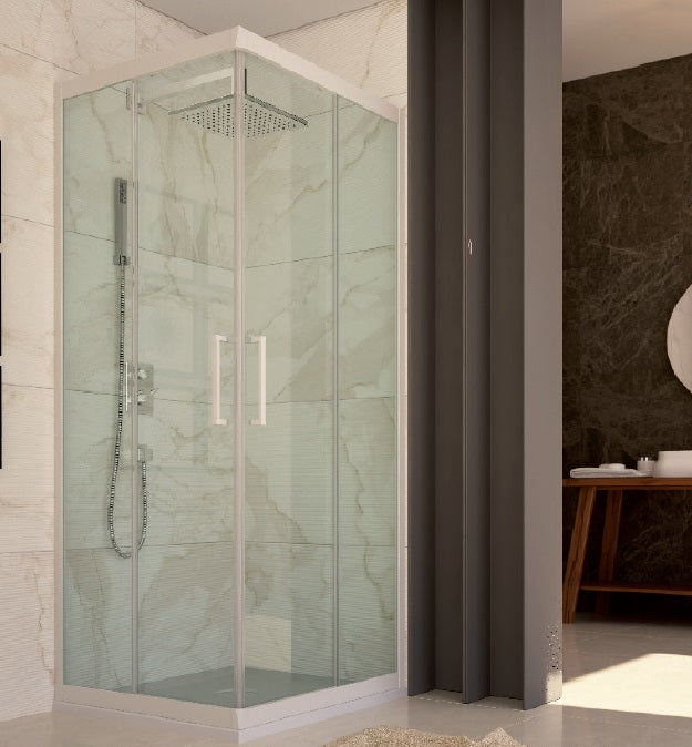 Box doccia due lati scorrevole pvc bianco e cristallo 6mm h.190cm Forglas 70x70 cm