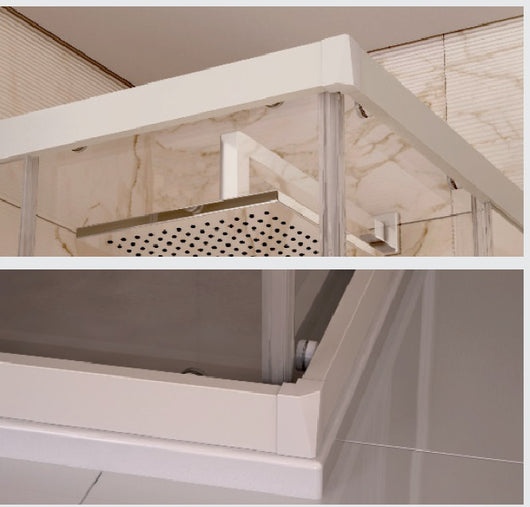 Box doccia due lati scorrevole pvc bianco e cristallo 6mm h.190cm Forglas 80x90 cm