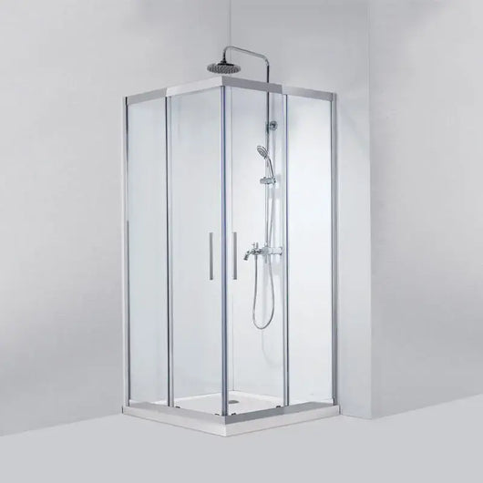 Box Doccia Doppia Scorrevole 8mm Anticalcare Acciaio Inox H190 - 69x69