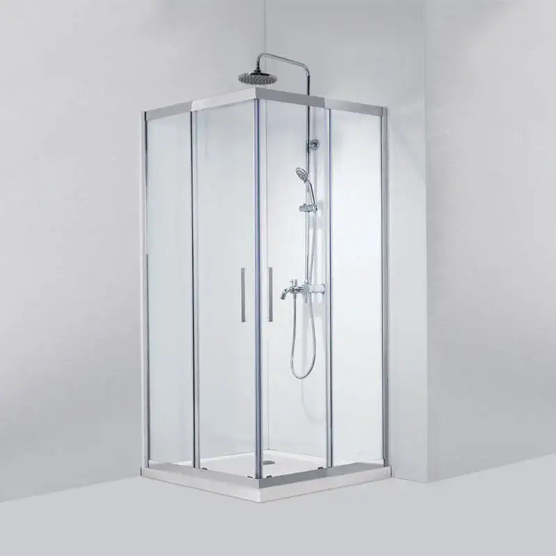 Box Doccia Doppia Scorrevole 8mm Anticalcare Acciaio Inox H190 - 89x89