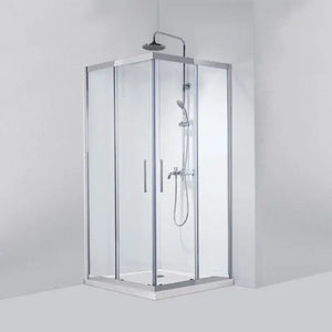 Box Doccia Doppia Scorrevole 8mm Anticalcare Acciaio Inox H190 - 79x79