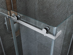 Box doccia scorrevole con anta fissa in cristallo 8mm H.195cm FLUIDA 80x120 cm,Flacone anticalcare incluso