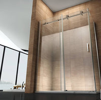 Box doccia scorrevole con anta fissa in cristallo 8mm H.195cm FLUIDA 80x140 cm,Flacone anticalcare incluso