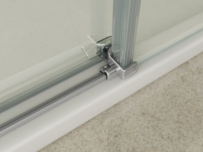 Box doccia scorrevole con anta fissa in cristallo 8mm H.195cm FLUIDA 80x120 cm,Flacone anticalcare incluso