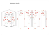 Box Doccia Trasparente 8mm H195 Semicircolare Doppia Anta Scorrevole - Virgo - 80x80