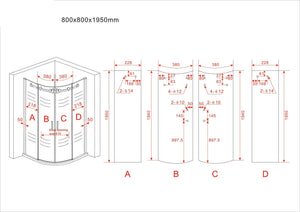 Box Doccia Trasparente 8mm H195 Semicircolare Doppia Anta Scorrevole - Virgo - 90x90