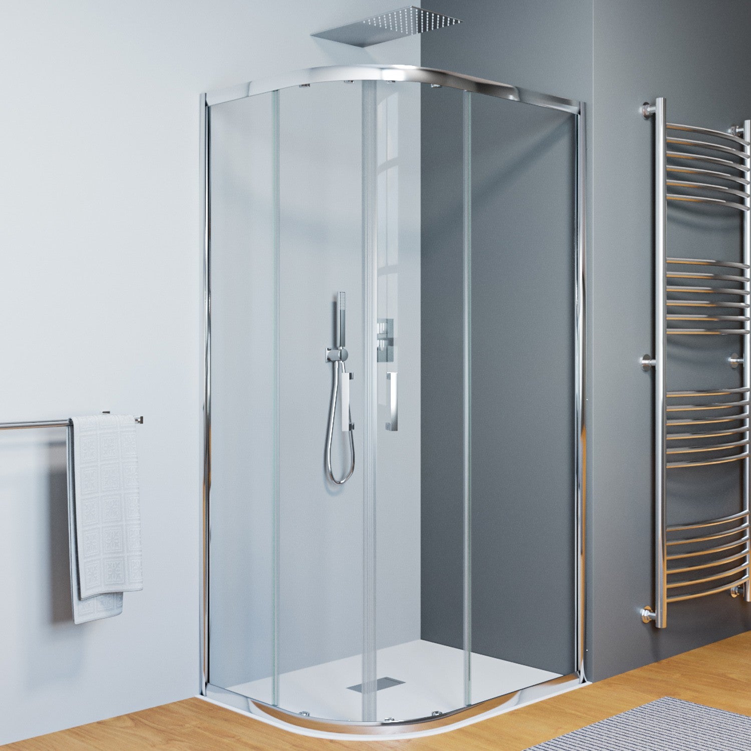 Box doccia semicircolare scorrevole 80x100 , trasparente 6mm h195 cm Netana