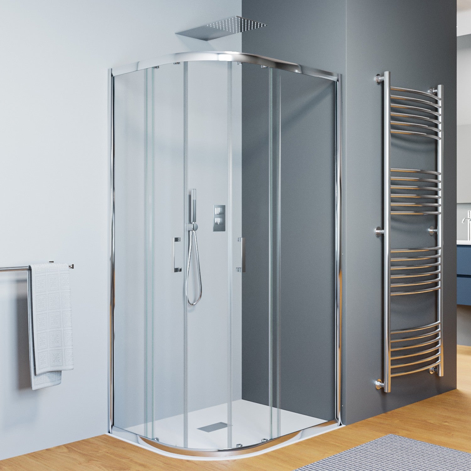 Box doccia semicircolare scorrevole 80x100 , trasparente 6mm h195 cm Netana