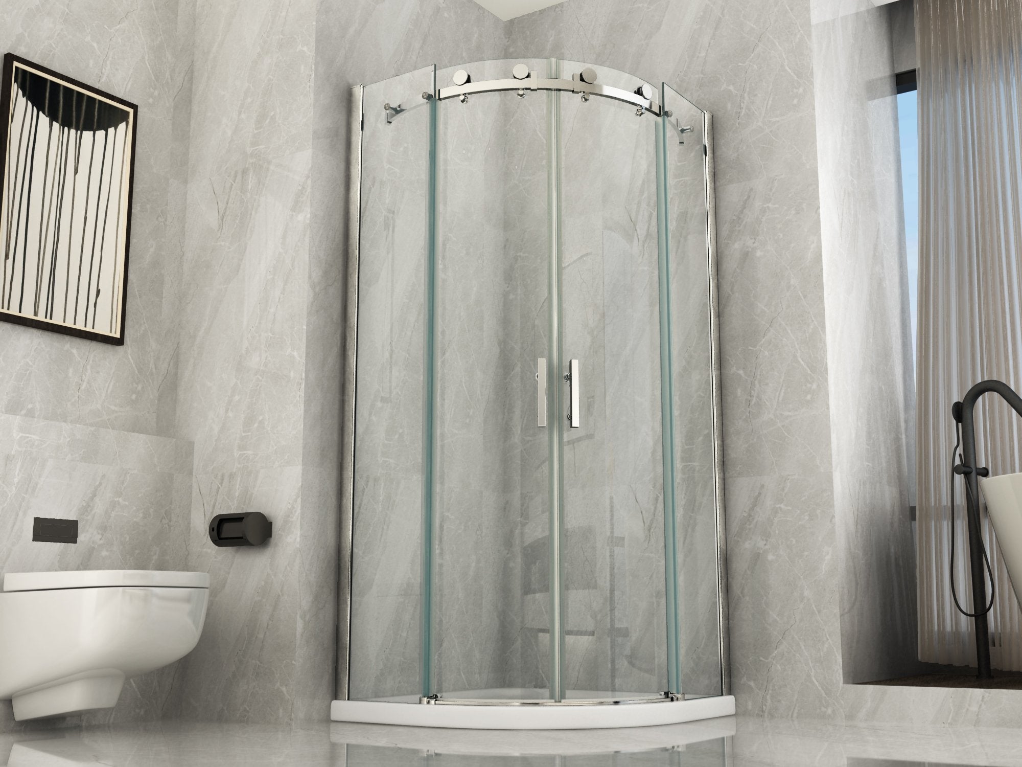 Box doccia semicircolare scorrevole cristallo 8mm trasparente Fluida 80x80 cm