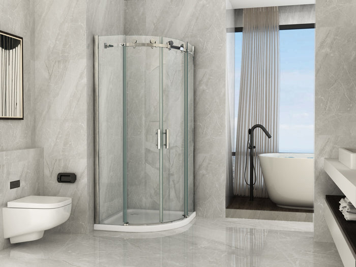 Box doccia semicircolare scorrevole cristallo 8mm trasparente Fluida 80x80 cm