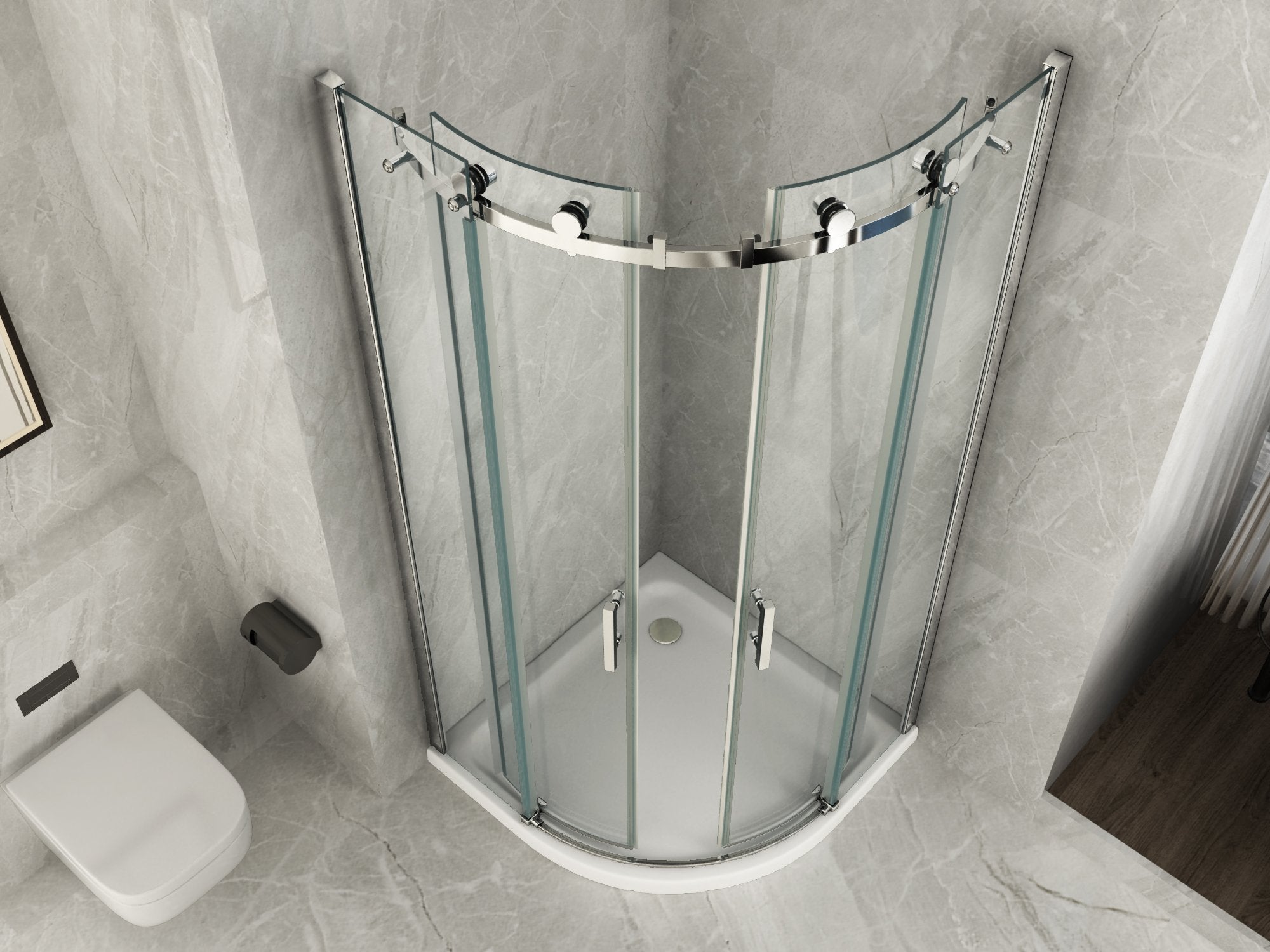 Box doccia semicircolare scorrevole cristallo 8mm trasparente Fluida 80x80 cm