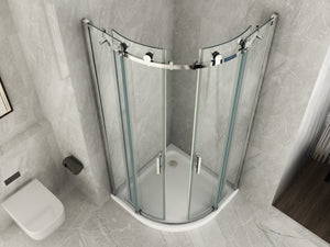 Box doccia semicircolare scorrevole cristallo 8mm trasparente Fluida 80x80 cm