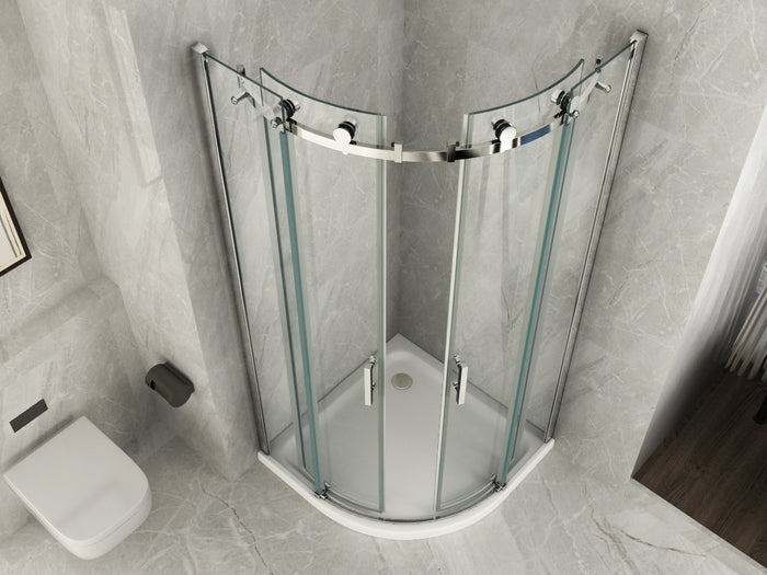 Box doccia semicircolare scorrevole cristallo 8mm trasparente Fluida 80x80 cm