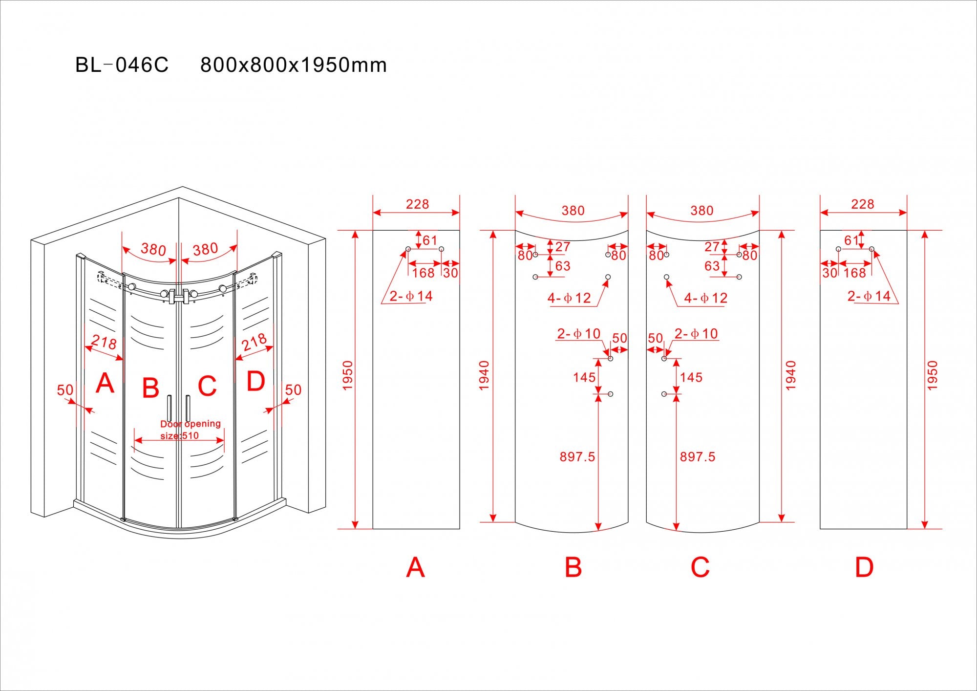 Box doccia semicircolare scorrevole cristallo 8mm trasparente Fluida 80x80 cm