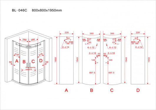 Box doccia semicircolare scorrevole cristallo 8mm trasparente Fluida 80x80 cm