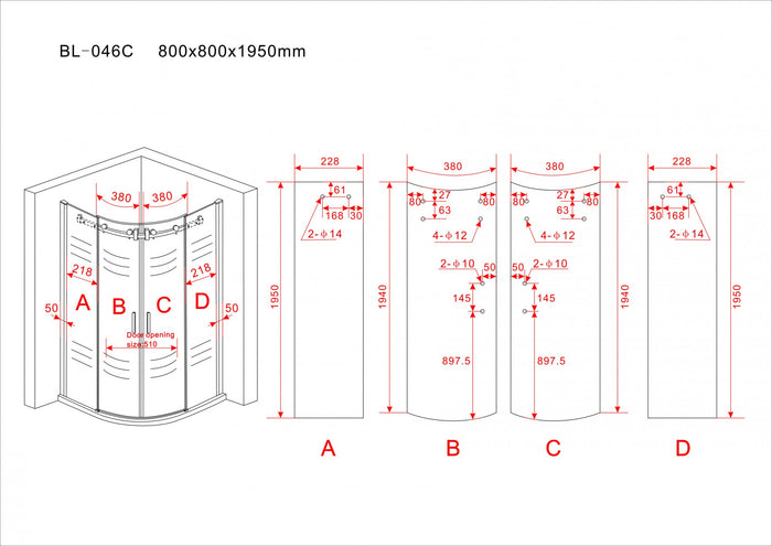 Box doccia semicircolare scorrevole cristallo 8mm trasparente Fluida 80x80 cm