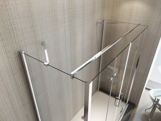 Box doccia tre lati porta a libro 4 ante con lati fissi laterali, cristallo 6mm trasparente, h190 Sicena Rasac Trasparente 6mm,Fissi 67 + Porta 180 cm