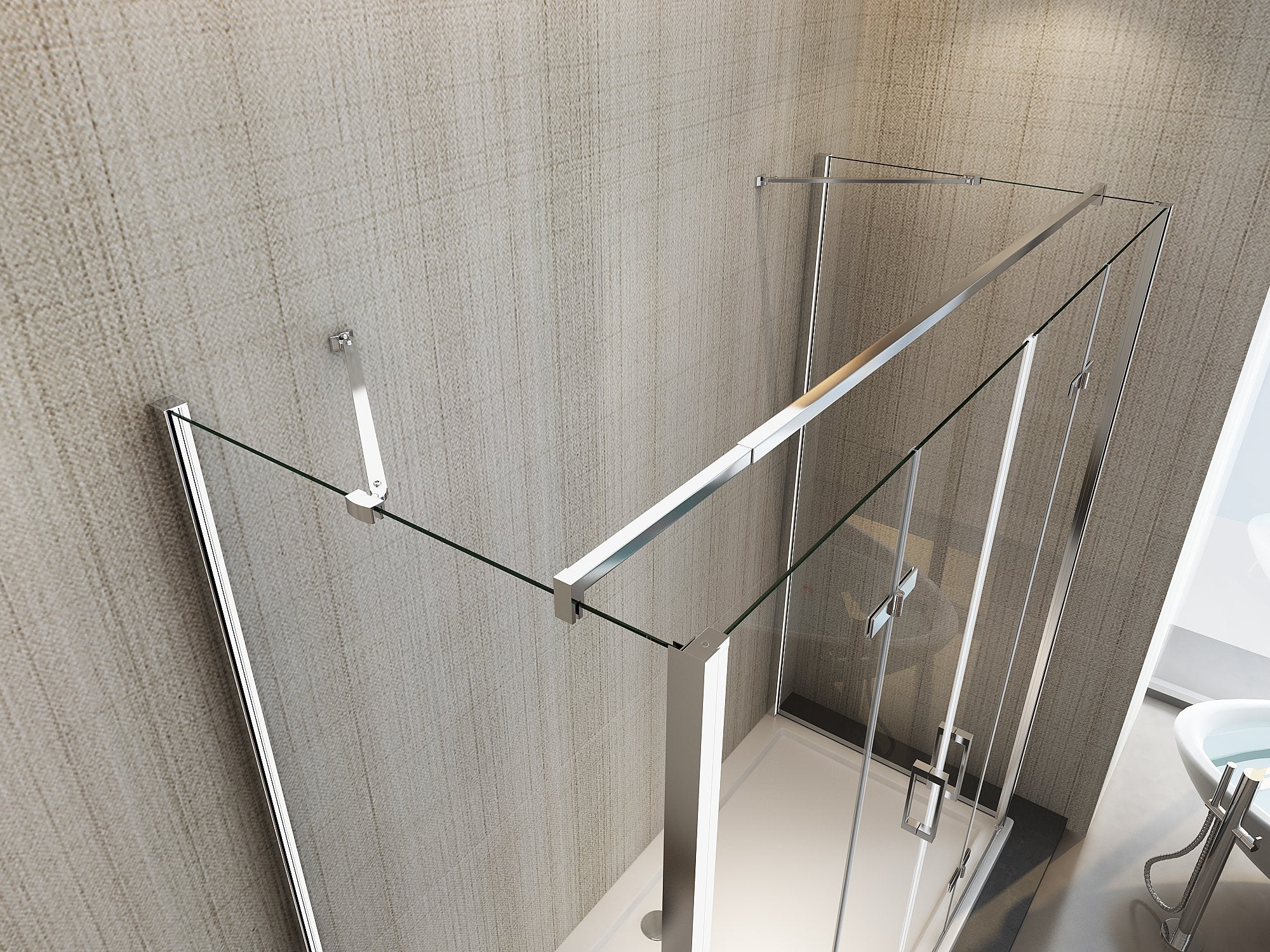 Box doccia tre lati porta a libro 4 ante con lati fissi laterali, cristallo 6mm trasparente, h190 Sicena Rasac Trasparente 6mm,Fissi 75 + Porta 140 cm