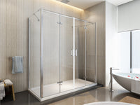 Box doccia tre lati porta a libro 4 ante con lati fissi laterali, cristallo 6mm trasparente, h190 Sicena Rasac Trasparente 6mm,Fissi 75 + Porta 180 cm