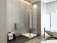 Box doccia tre lati porta a libro con due lati fissi laterali, cristallo 6mm trasparente, h190 Sicena Lura Trasparente 6mm,Fissi 90 + Porta 65 cm