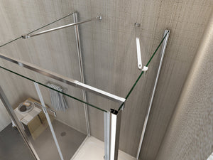 Box doccia tre lati porta a libro con due lati fissi laterali, cristallo 6mm trasparente, h190 Sicena Lura Trasparente 6mm,Fissi 90 + Porta 65 cm