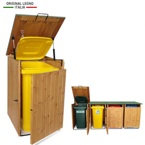 BOX PORTA RIFIUTI IN LEGNO L.74 x P.86 x H.116 100% MADE IN ITALY