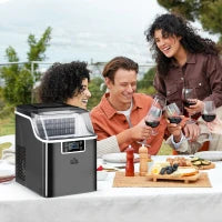 Macchina per Ghiaccio 20kg in 24 Ore, 24 Cubetti in 14-18 Minuti e Sistema Autopulente, Nero