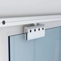 Porta Scorrevole Interna in Vetro Smerigliato e Satinato con Binario B2 e Maniglia per Bagno Cucina Studio Vetro 205x 102.5x 0,8cm