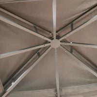 Gazebo da Giardino con Zanzariera, Doppio Tetto e Struttura Metallo, 3.7x3m Marrone e Beige