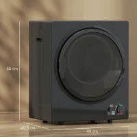 Asciugatrice elettrica portatile 850W, capacità 33L 4 programmi di funzionamento, acciaio inox, 49 x 40,5 x 60 cm, nero