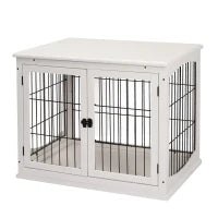 Casetta per Cani Fino 30kg da Interno in Legno e Acciaio, 58.5x81x 66cm - Bianco